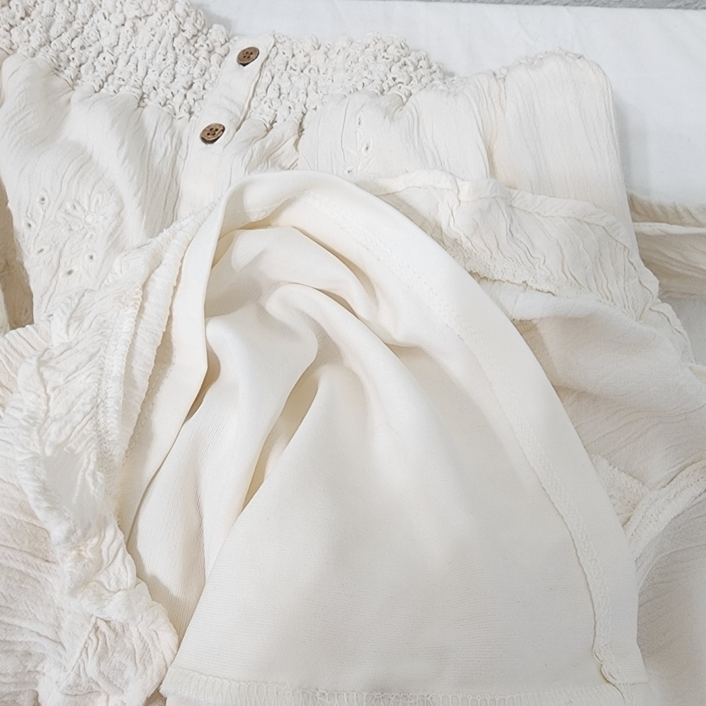 American Eagle Outfitters Cream Bohemian Gauze Romper Size M - Picture 5 of 14